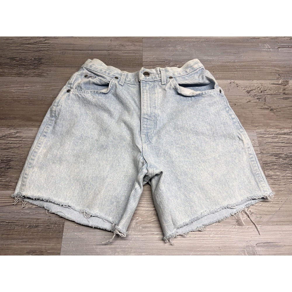 Vintage Chic High Rise Cut Off Denim Shorts Light Wash Mom Jeans Size 11 Petite